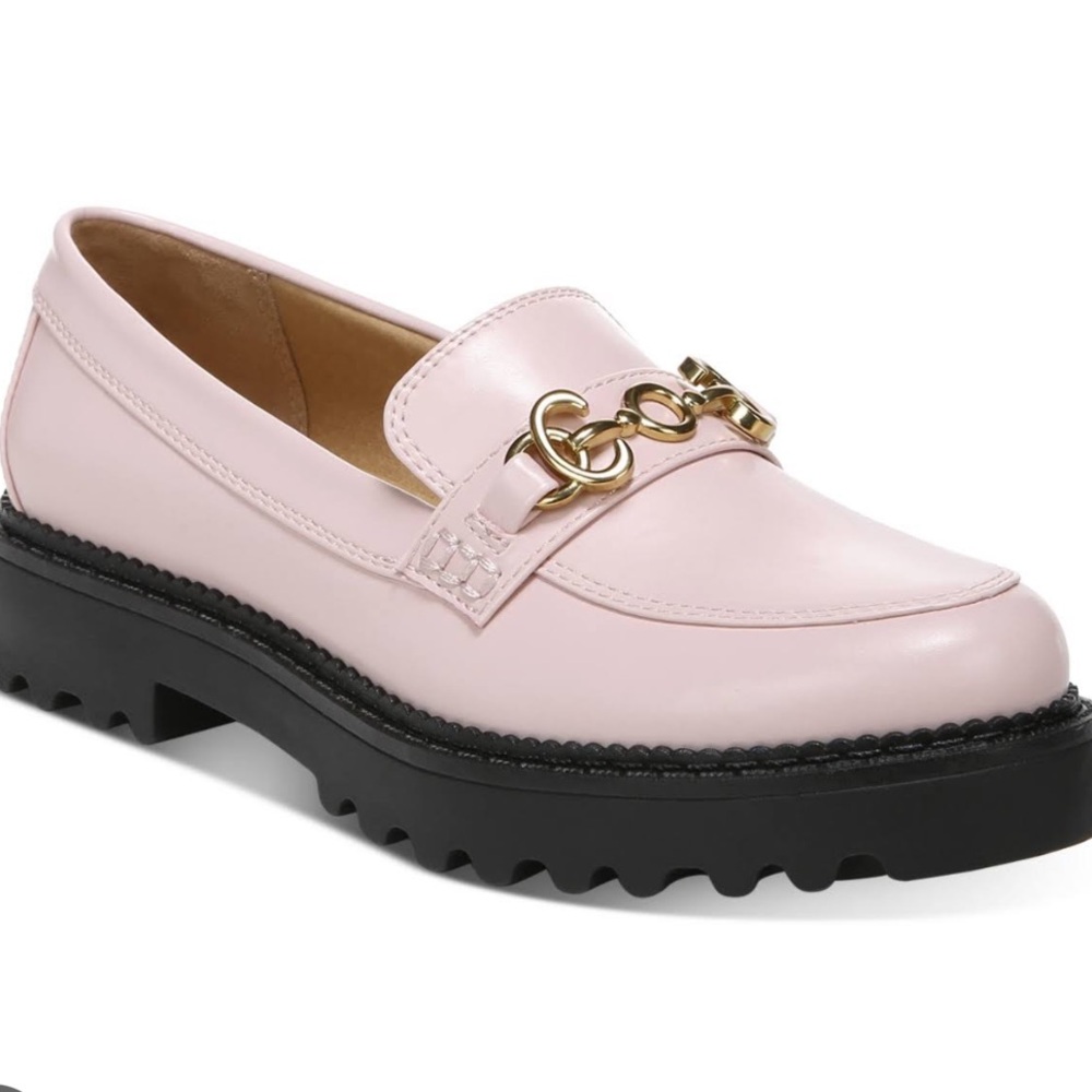 Circus by Sam Edelman Pink and Black Loafers with Gold Chain